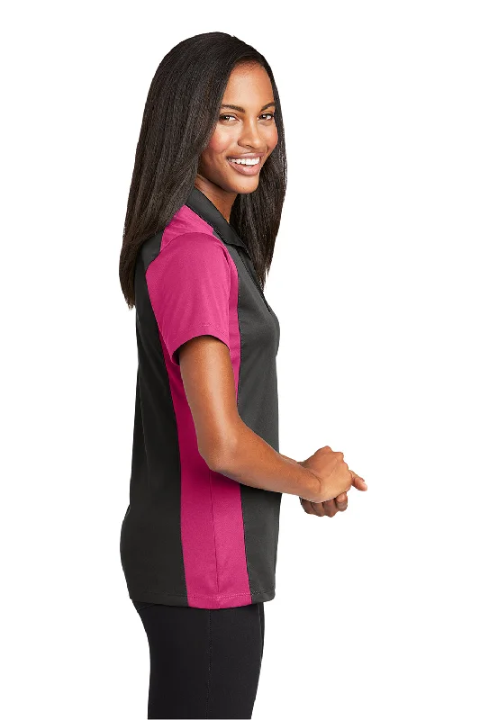 Sport-Tek Womens Sport-Wick Moisture Wicking Short Sleeve Polo Shirt - Iron Grey/Raspberry Pink