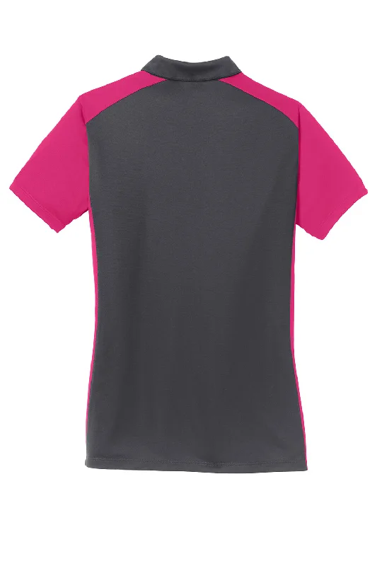 Sport-Tek Womens Sport-Wick Moisture Wicking Short Sleeve Polo Shirt - Iron Grey/Raspberry Pink