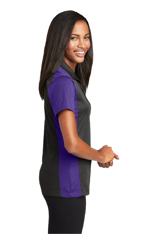 Sport-Tek Womens Sport-Wick Moisture Wicking Short Sleeve Polo Shirt - Iron Grey/Purple