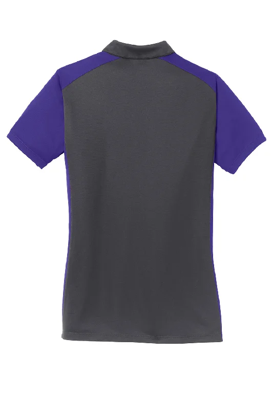 Sport-Tek Womens Sport-Wick Moisture Wicking Short Sleeve Polo Shirt - Iron Grey/Purple