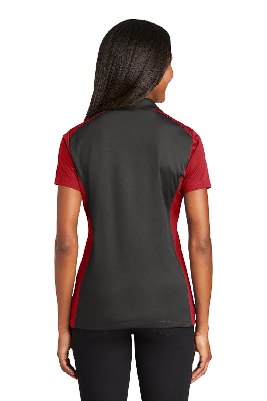 Sport-Tek Womens Sport-Wick Moisture Wicking Short Sleeve Polo Shirt - Iron Grey/True Red