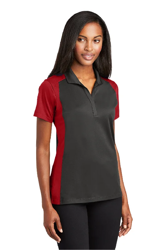 Sport-Tek Womens Sport-Wick Moisture Wicking Short Sleeve Polo Shirt - Iron Grey/True Red