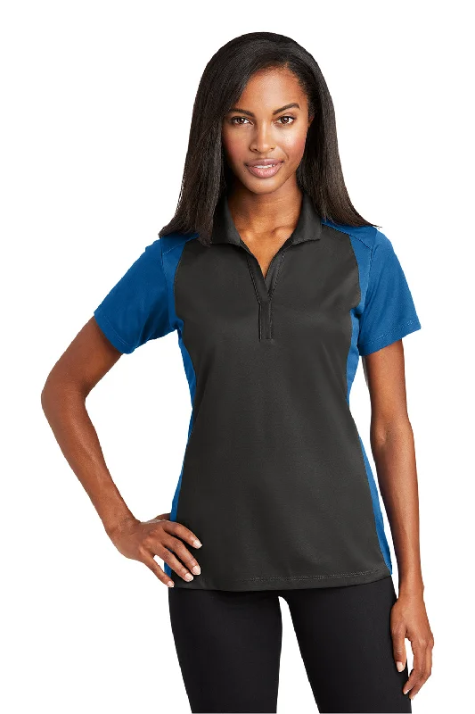 Sport-Tek Womens Sport-Wick Moisture Wicking Short Sleeve Polo Shirt - Iron Grey/True Royal Blue