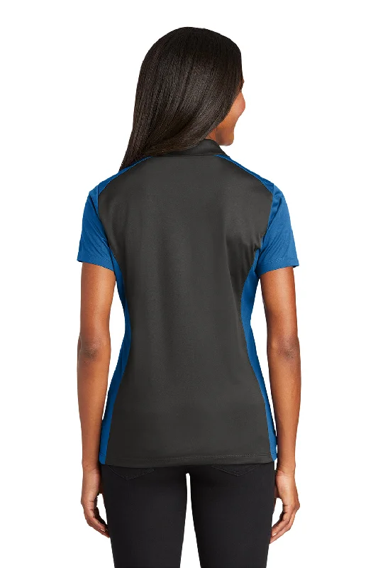 Sport-Tek Womens Sport-Wick Moisture Wicking Short Sleeve Polo Shirt - Iron Grey/True Royal Blue