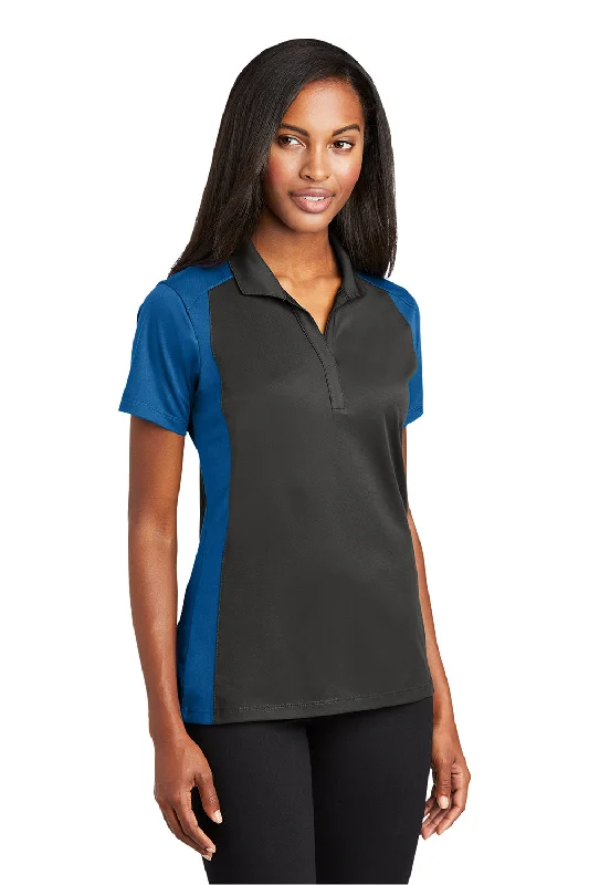 Sport-Tek Womens Sport-Wick Moisture Wicking Short Sleeve Polo Shirt - Iron Grey/True Royal Blue