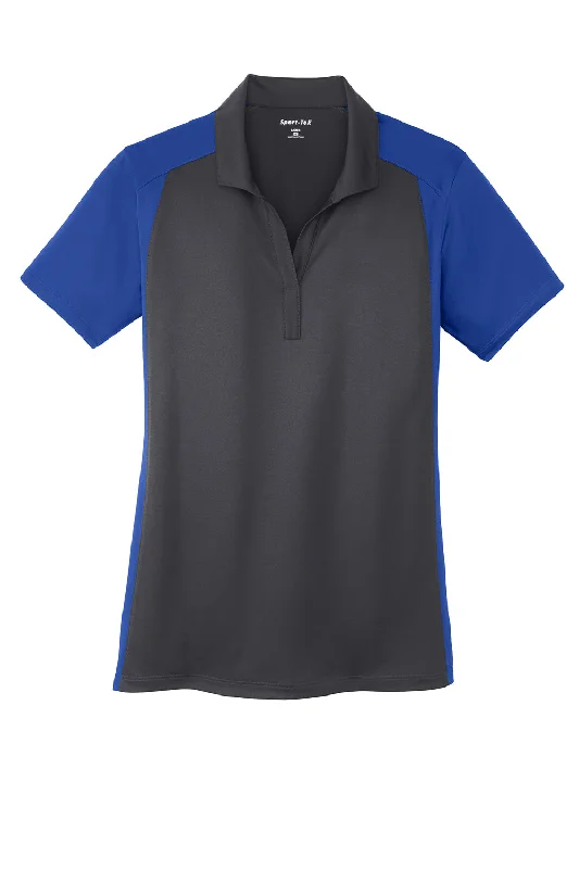 Sport-Tek Womens Sport-Wick Moisture Wicking Short Sleeve Polo Shirt - Iron Grey/True Royal Blue