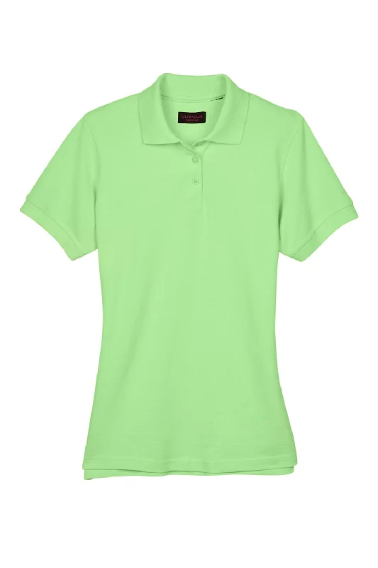 UltraClub Womens Classic Short Sleeve Polo Shirt - Apple Green - Closeout