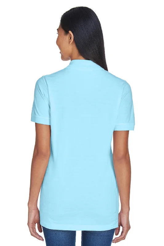 UltraClub Womens Classic Short Sleeve Polo Shirt - Baby Blue - Closeout