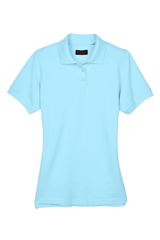 UltraClub Womens Classic Short Sleeve Polo Shirt - Baby Blue - Closeout