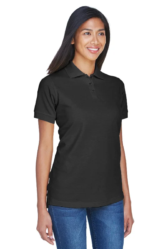 UltraClub Womens Classic Short Sleeve Polo Shirt - Black