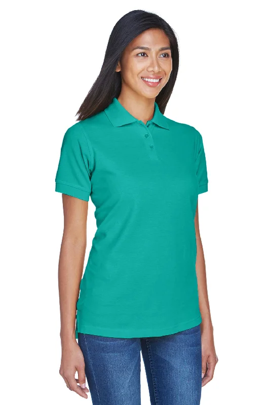 UltraClub Womens Classic Short Sleeve Polo Shirt - Jade Green - Closeout