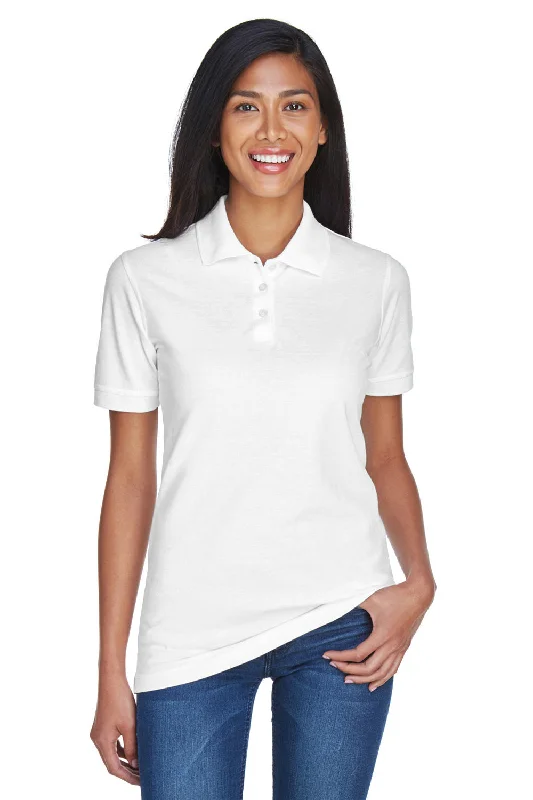 UltraClub Womens Classic Short Sleeve Polo Shirt - White