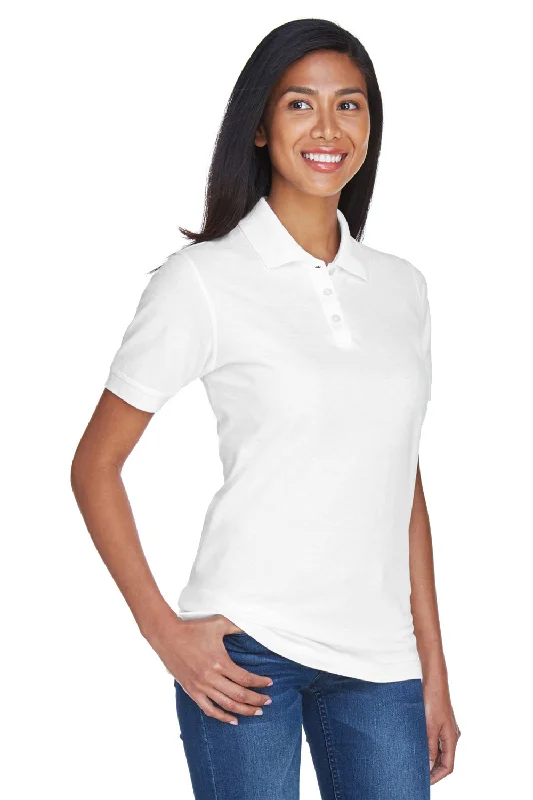 UltraClub Womens Classic Short Sleeve Polo Shirt - White