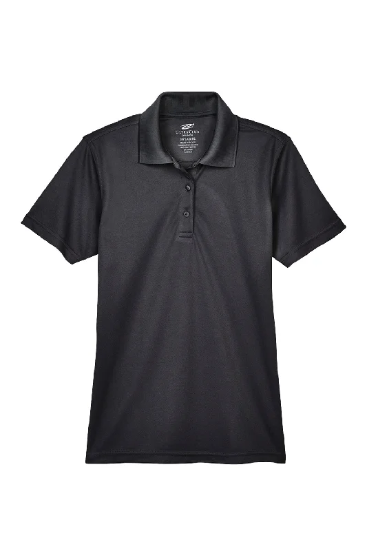 UltraClub Womens Cool & Dry Moisture Wicking Short Sleeve Polo Shirt - Black