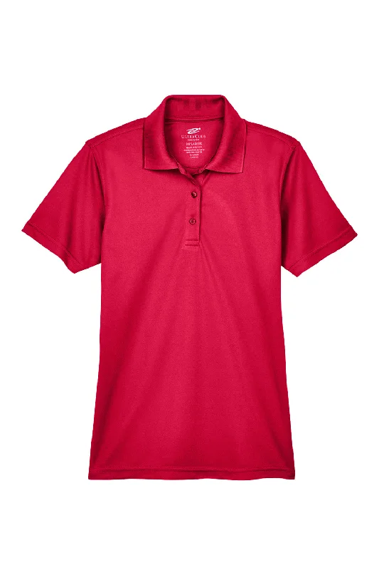 UltraClub Womens Cool & Dry Moisture Wicking Short Sleeve Polo Shirt - Cardinal Red