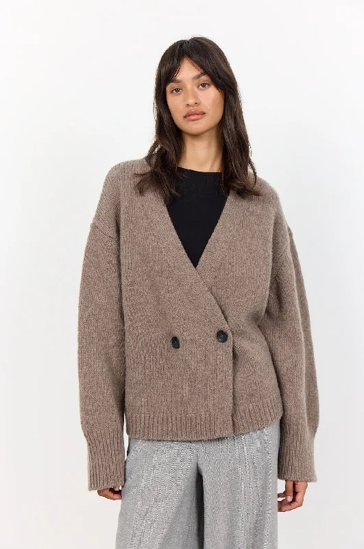 Perle Cardigan Taupe Grey Melange