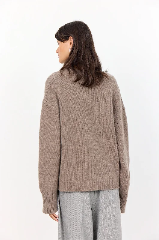 Perle Cardigan Taupe Grey Melange