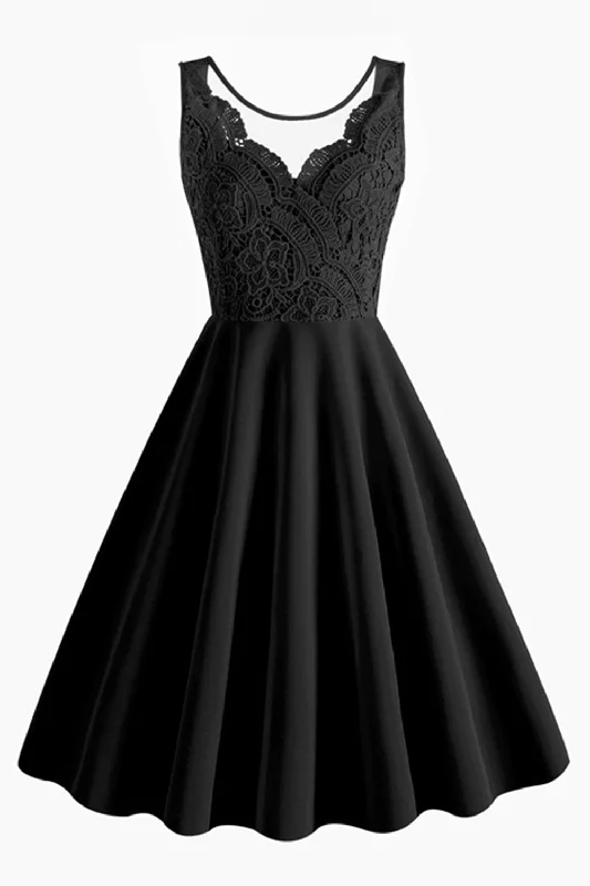 Dresses with Beaded Floral Wreath on the Bodice and High Low Hem for Ladies' Delicate and Dramatic LookBlack A Line Rufflesd V-Neck Sleeveless Vintage Dress