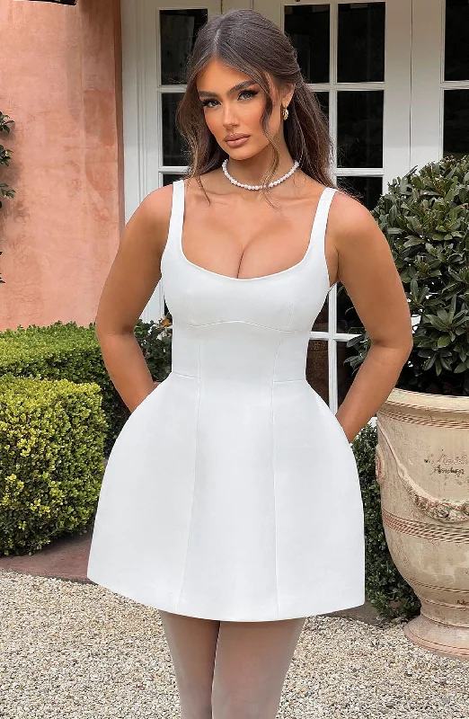 "Pleated dresses for women with a graceful movement"Claretta Mini Dress  Ivory