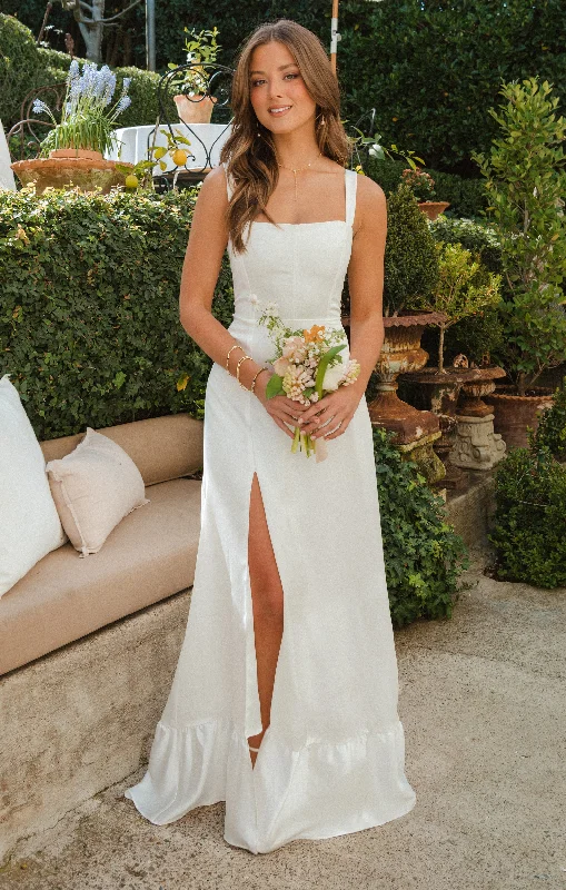 Maxi Dresses for Company Annual MeetingsClarissa Corset Dress ~ Ivory Luxe Satin