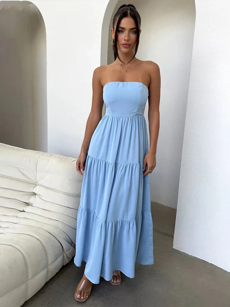 Ultra - Long Floor - Length Maxi Dresses for Formal EventsPleated A-line Long Off Shoulder Backless Nightclub Spring Summer Maxi Dress Ultra - Long Floor - Length Maxi Dresses for Formal EventsPleated A-line Long Off Shoulder Backless Nightclub Spring Summer Maxi Dress