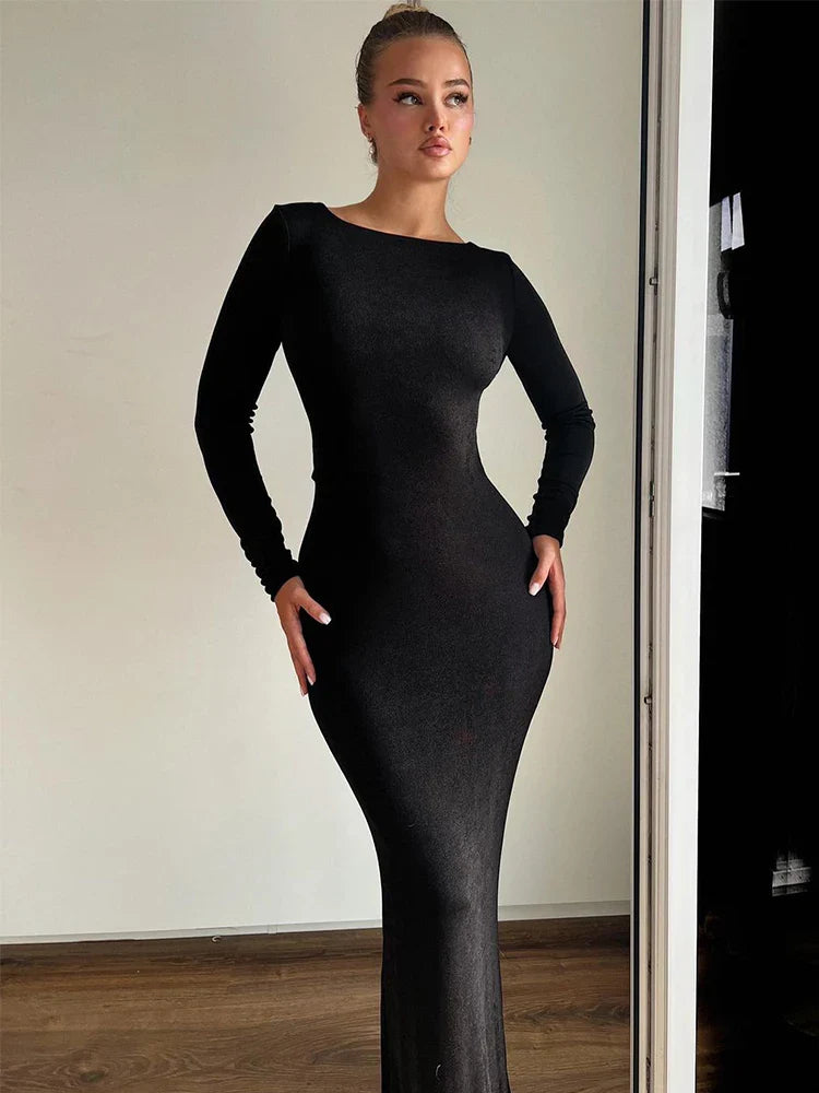 Short - Sleeved Maxi Dresses for Summer EveningsLong Slim Bodycon Temperament Backless Nightclub Sexy Autumn Winter Maxi Dress Short - Sleeved Maxi Dresses for Summer EveningsLong Slim Bodycon Temperament Backless Nightclub Sexy Autumn Winter Maxi Dress