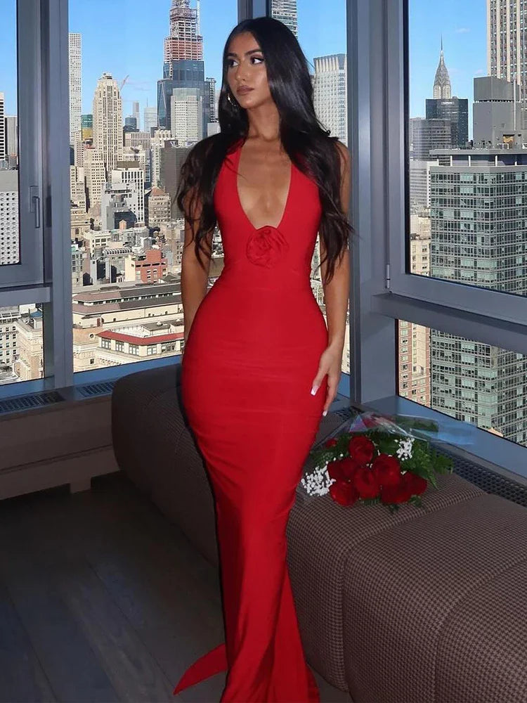 Maxi Dresses Paired with Crop Tops for a Trendy LookMermaid Bodycon Elegant Long Halter Backless Nightclub Sexy Summer Maxi Dress