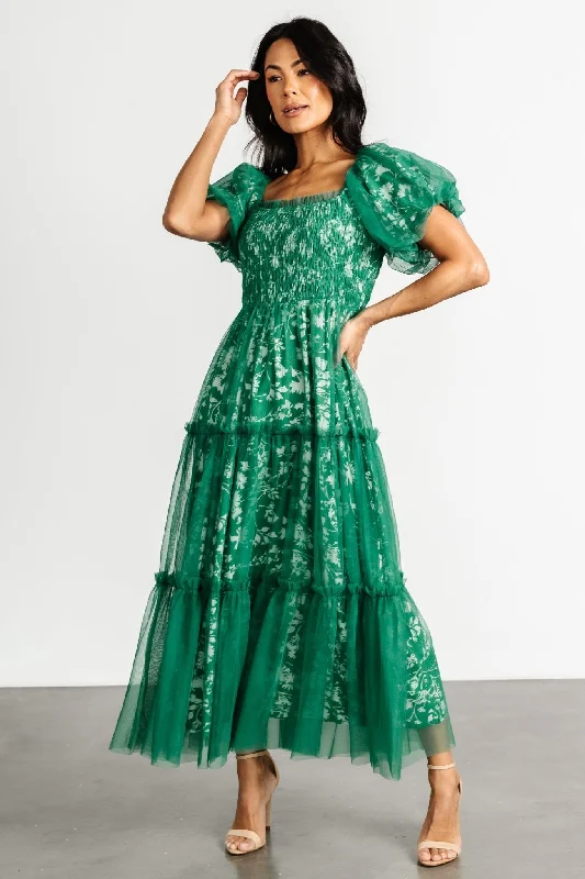 Energetic Orange Maxi Dresses for a Vivid LookDoria Tulle Floral Maxi Dress | Green
