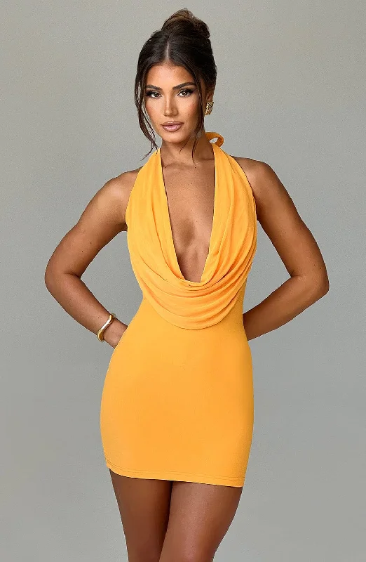 "Sequined dresses for women to shine at parties"Fallon Mini Dress - Tangerine