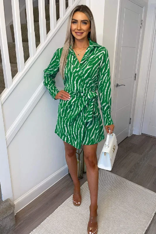 "Plus size wedding dresses for women with a perfect fit"Green And White Animal Print Wrap Mini Dress "Plus size wedding dresses for women with a perfect fit"Green And White Animal Print Wrap Mini Dress