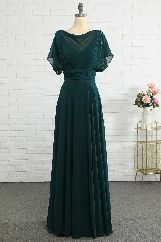 "Off - shoulder dresses for women to show off collarbones"Green Chiffon Mother Dress