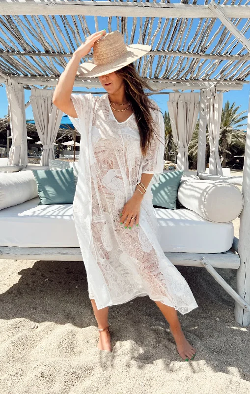 Soft Knit Maxi Dresses for Cozy EveningsHana TruMu ~ In the Jungle Lace White