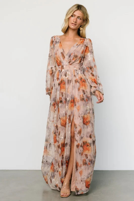 Luxurious Velvet Maxi Dresses for Winter GalasHelene Maxi Dress | Taupe Multi