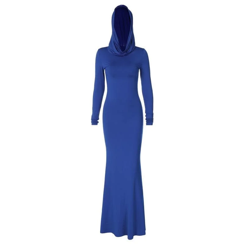 "Comfortable maternity dresses for pregnant women"BerryBetty - Hoodie long sleeve ruched solid maxi dress "Comfortable maternity dresses for pregnant women"BerryBetty - Hoodie long sleeve ruched solid maxi dress