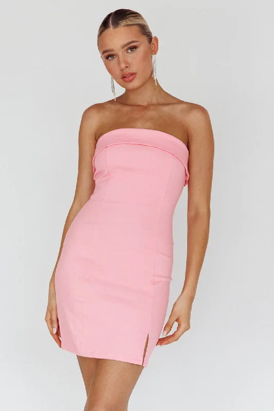 "Plus size wedding dresses for women with a perfect fit"Jordi Foldover Neckline Mini Dress Baby Pink "Plus size wedding dresses for women with a perfect fit"Jordi Foldover Neckline Mini Dress Baby Pink