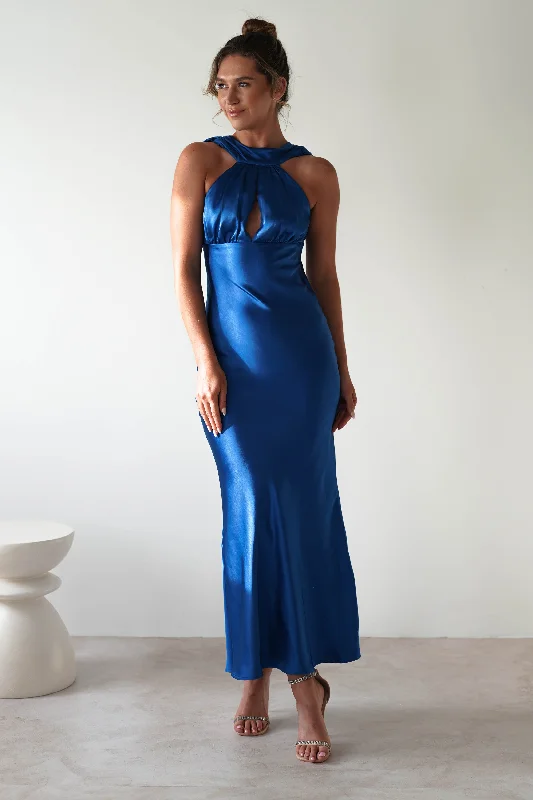 Chinese - Inspired Maxi Dresses with Traditional ElementsLauryn Halter Neck Maxi Dress | Cobalt Blue