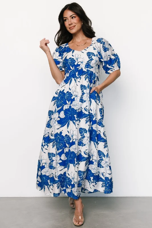 Maxi Dresses with Cross - Over Necklines for a Stylish LookLeela Maxi Dress | Cobalt + Off White Maxi Dresses with Cross - Over Necklines for a Stylish LookLeela Maxi Dress | Cobalt + Off White