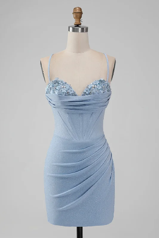 "Affordable plus size women's summer dresses"Light Blue Bodycon Corset Spaghetti Straps Short Homecoming Dress "Affordable plus size women's summer dresses"Light Blue Bodycon Corset Spaghetti Straps Short Homecoming Dress