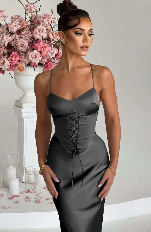 Maxi Dresses with Double - Layered Skirts for a Flowing EffectLillia Maxi Dress - Charcoal