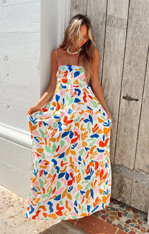Long - Line Maxi Dresses with a Vest - Like DesignLong Weekend Maxi Dress ~ Primary Paradise Long - Line Maxi Dresses with a Vest - Like DesignLong Weekend Maxi Dress ~ Primary Paradise
