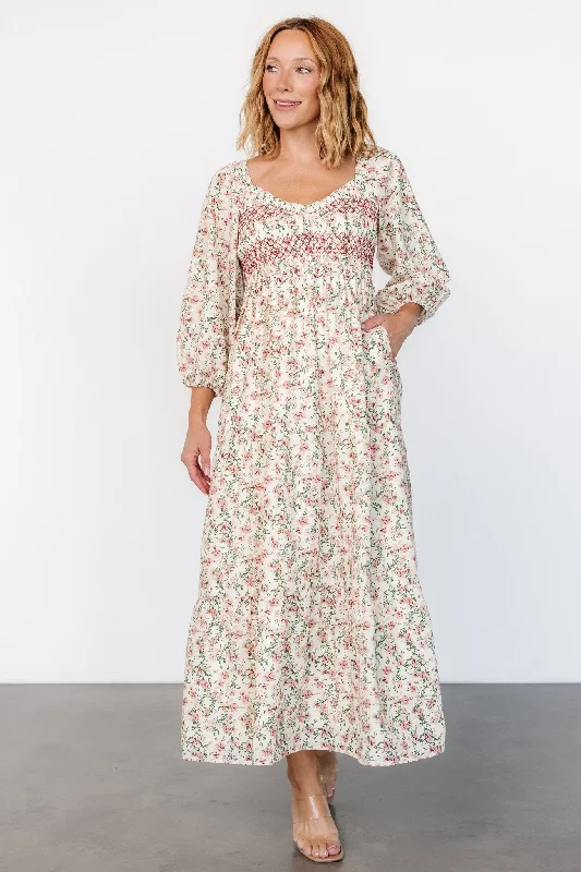 Maxi Dresses for High School Graduation CeremoniesLouisa Smocked Maxi Dress | Cream Floral