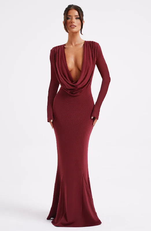 Versatile Gray Maxi Dresses for Any OccasionMartina Maxi Dress - Burgundy