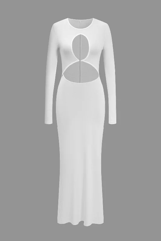 Maxi Dresses for Office - Appropriate Summer PartiesSolid Cut Out Long Sleeve Maxi Dress