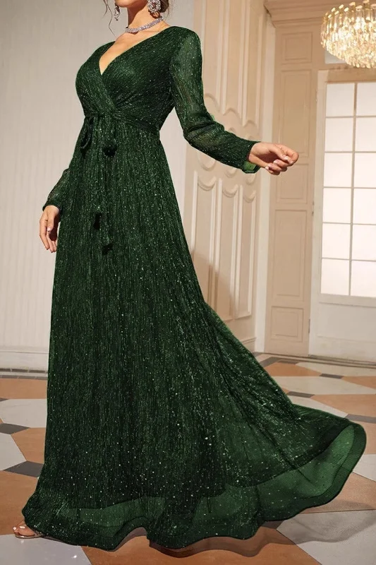 Short - Sleeved Shirt - Style Maxi Dresses for a Casual LookGlitter V-Neck Maxi Dress