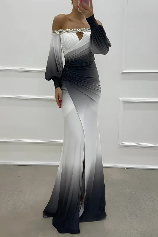 Long - Line Maxi Dresses with a Vest - Like DesignOmbre Ruched Slip Maxi Dress