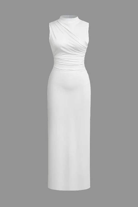 Maxi Dresses Ideal for Tropical GetawaysSolid Ruched Maxi Dress