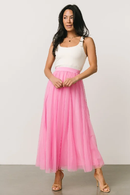Light Pink Flowy Maxi Dresses for SpringMila Tulle Skirt | Taffy Pink