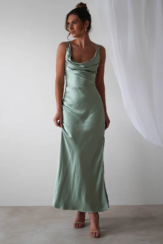 Royal Purple Maxi Dresses for a Regal AppearanceMisha Soft Satin Maxi Dress | Sage Green