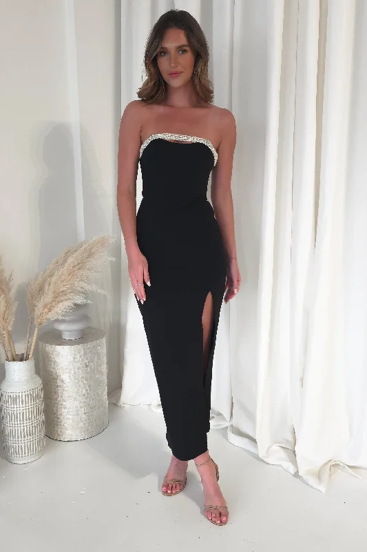 Sunny Yellow Maxi Dresses for a Cheerful LookNylia Strapless Bodycon Maxi Dress | Black