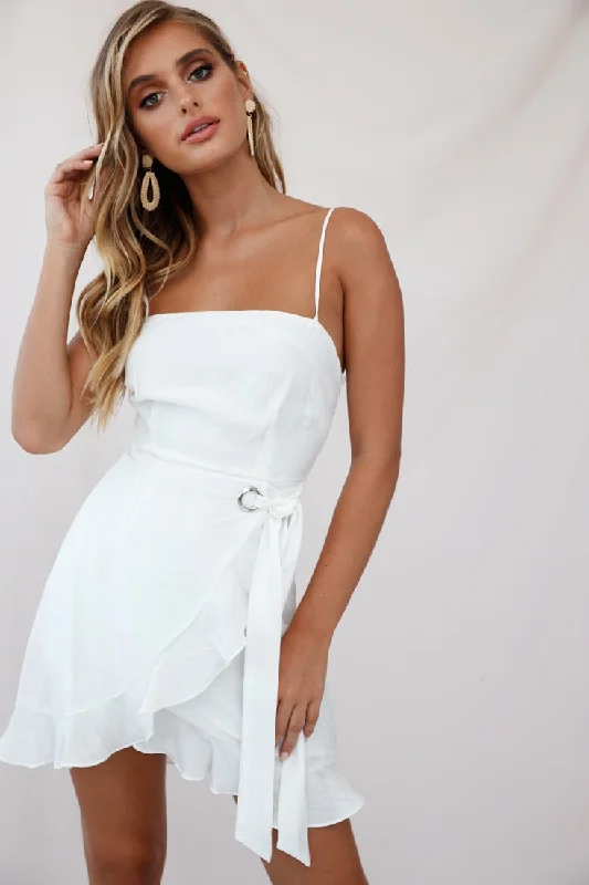 "Sequined dresses for women to shine at parties"Pepita Cami Strap Wrap Dress White